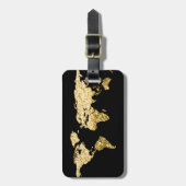 Gold Wereldbol Wereldkaart Adres naam legant Bagagelabel (Voorkant verticaal)