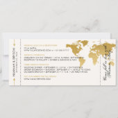 Gold Wereldkaart boarding Pass Ticket Save the Dat Aankondiging (Achterkant)