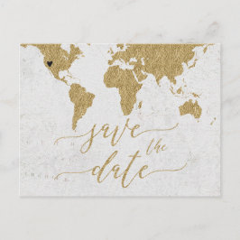 Gold Wereldkaart Destination Sla de datum op Aankondigingskaart