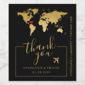 Gold Wereldkaart Destination Weddenschap Hartelijk Wijn Etiket (Enkel label)