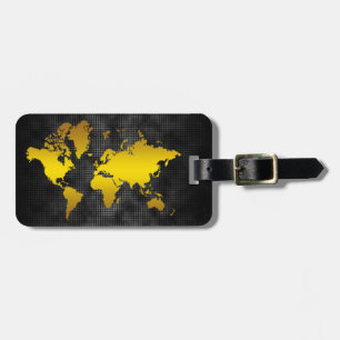 Gold Wereldkaart Faux Professional Black Metal Bagagelabel
