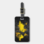 Gold Wereldkaart Faux Professional Black Metal Bagagelabel (Voorkant verticaal)