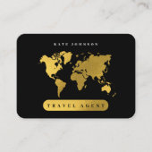 Gold Wereldkaart Travel Agent Social Media Icons Visitekaartje (Voorkant)