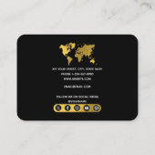 Gold Wereldkaart Travel Agent Social Media Icons Visitekaartje (Achterkant)