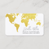 Gold Wereldkaart Travel Consultant Visitekaartje (Voorkant)