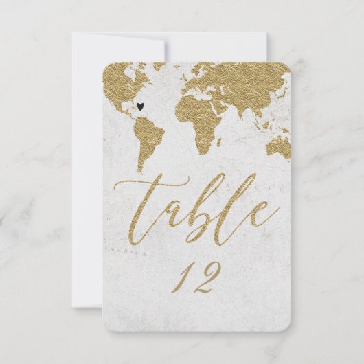 Gold Wereldkaart Wedingnummer bestemming Kaart (Voorkant)