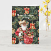 Gold Western Cowboy Santa Christmas  Kaart (Gele Bloem)