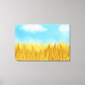Gold Wheat Field Blue sky Oil Painting Summer Canvas Afdruk (Voorkant)