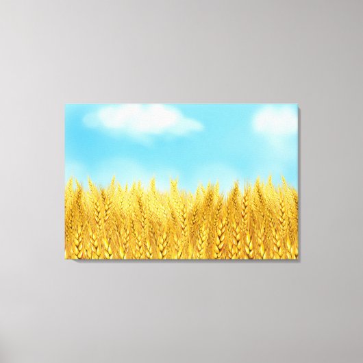 Gold Wheat Field Blue sky Oil Painting Summer Canvas Afdruk (Voorkant)