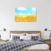 Gold Wheat Field Blue sky Oil Painting Summer Canvas Afdruk (Insitu (Slaapkamer))