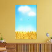 Gold Wheat Field Blue sky Oil Painting Summer Canvas Afdruk (Insitu (Woonkamer))