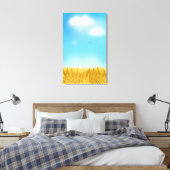 Gold Wheat Field Blue sky Oil Painting Summer Canvas Afdruk (Insitu (Slaapkamer))