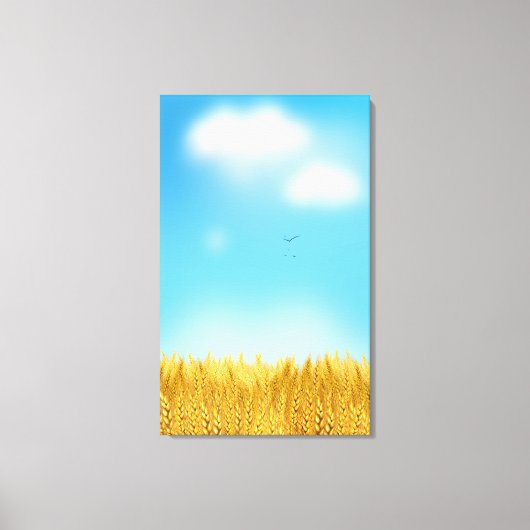 Gold Wheat Field Blue sky Oil Painting Summer Canvas Afdruk (Voorkant)