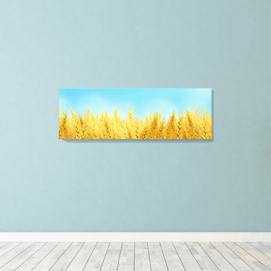 Gold Wheat Field Blue sky Oil Painting Summer Canvas Afdruk (Insitu (Houten vloer))