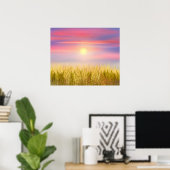 Gold Wheat Field Sunset sky Oil Painting Summer Poster (Thuiskantoor)