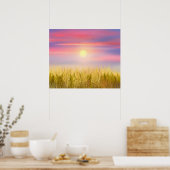 Gold Wheat Field Sunset sky Oil Painting Summer Poster (Keuken)