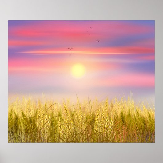 Gold Wheat Field Sunset sky Oil Painting Summer Poster (Voorkant)