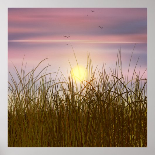 Gold Wheat Field Sunset sky Oil Painting Summer Poster (Voorkant)