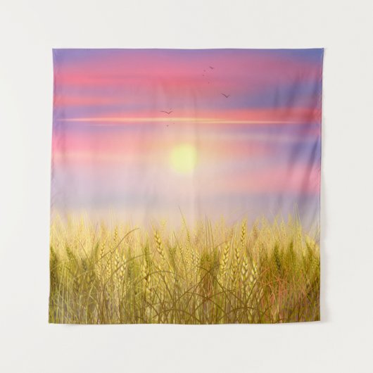 Gold Wheat Field Sunset sky Oil Painting Summer Wandkleed (Voorkant)
