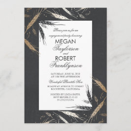 Gold Wheat Rustic Modern Herfst Engagement Party Kaart
