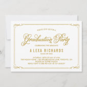 Gold Whimsical Border and Script Afstuderen Kaart (Voorkant)