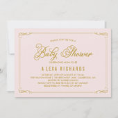 Gold Whimsical Borders Baby shower Invitation Kaart (Voorkant)