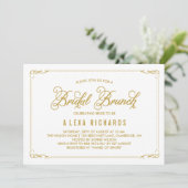 Gold Whimsical Borders Bridal Brunch Invitation Kaart (Staand voorkant)