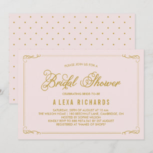 Gold Whimsical Borders Bridal Shower Invitation Kaart