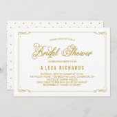 Gold Whimsical Borders Bridal Shower Invitation Kaart (Voorkant / Achterkant)