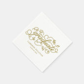 Gold Whimsical Floral Script Afstuderen Servet (Hoek)