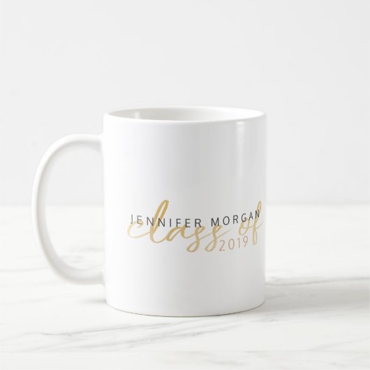 Gold Whimsical | Kaart naam Afstuderen Koffiemok (Links)