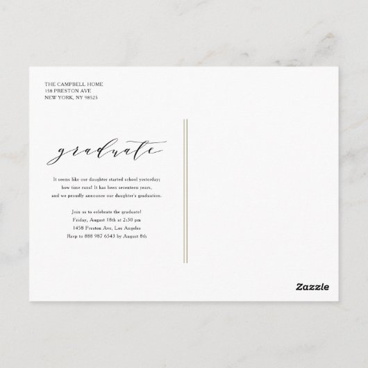 Gold Whimsical Script Class of 2023 Afstuderen Briefkaart (Achterkant)