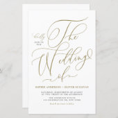 Gold Whimsical Script Huwelijksuitnodiging (Voorkant / Achterkant)