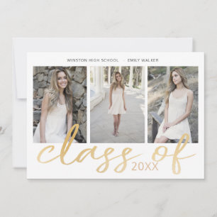 Gold Whimsical Script Photo Afstuderen Kaart
