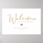 Gold Whimsical Welcome Guest Wedding Paars Heart Poster (Voorkant)