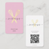 Gold Whisk Bakery Chef Caterer Editable Qr Code Visitekaartje (Voorkant / Achterkant)