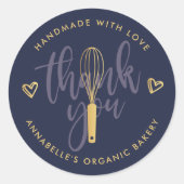 Gold Whisk Bakery Hartelijk dank Ronde Sticker (Voorkant)