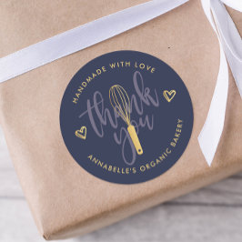 Gold Whisk Bakery Hartelijk dank Ronde Sticker