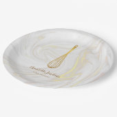 Gold Whisk Bakery Patisserie Marble Swirls Papieren Bordje (Gekanteld)