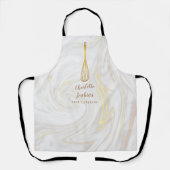 Gold Whisk Bakery Patisserie Marble Swirls Schort (Voorkant)