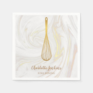 Gold Whisk Bakery Patisserie Marble Swirls Servet