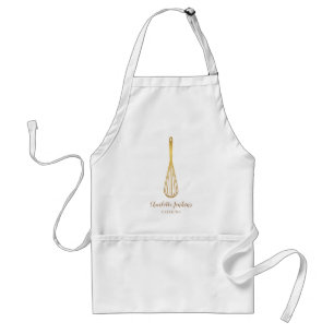 Gold Whisk Bakery Patisserie Marble Swirls Standaard Schort