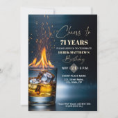 Gold Whiskey Theme Men 71st Birthday Party Kaart (Voorkant)