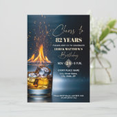 Gold Whiskey Theme Men 82nd Birthday Party Kaart (Staand voorkant)