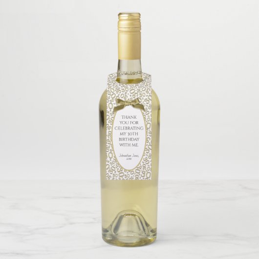 Gold/White 30th Number Pattern Flessenhanger (Op fles)