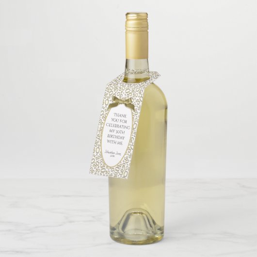 Gold/White 30th Number Pattern Flessenhanger (Schuin)