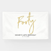 Gold & White 40e verjaardag feestdag - Welkomstban Spandoek (Horizontaal)