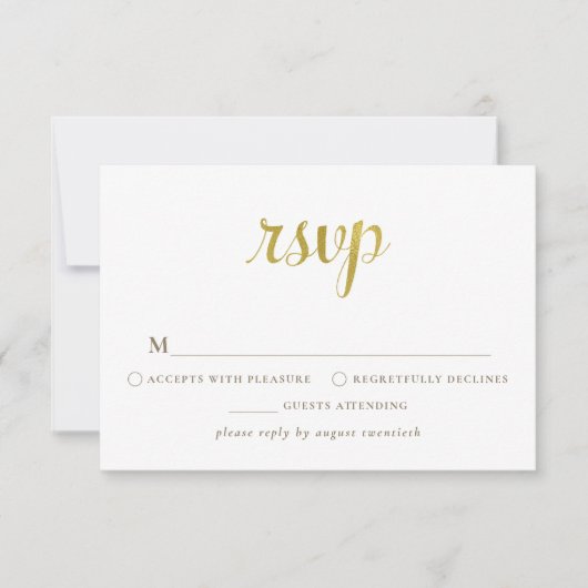 Gold White 50e Jubileum RSVP-kaart RSVP Kaartje (Voorkant)