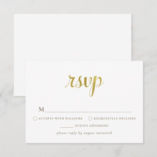 Gold White 50e Jubileum RSVP-kaart RSVP Kaartje (Voorkant / Achterkant)