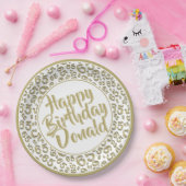 Gold/White 65th Random Number Pattern Papieren Bordje (Feest)